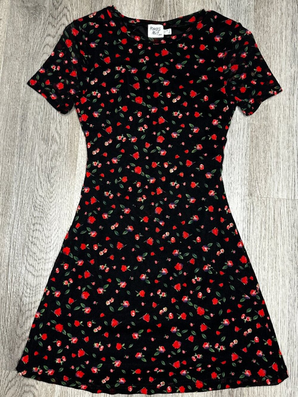 NWOT Princess Polly Black Dione Red Floral Mesh A-line Mini Slip Dress Size 6 - Picture 3 of 9